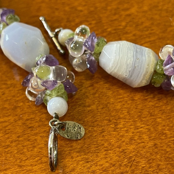 Ross Simons Blue/Purple Agate Quartz Necklace Choker - Picture 12 of 16